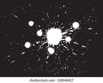 Vector splatter white color on Black Background