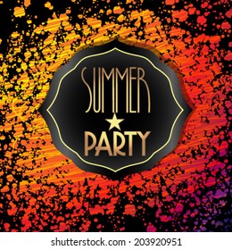 Vector splattered summer party brochure background illustration