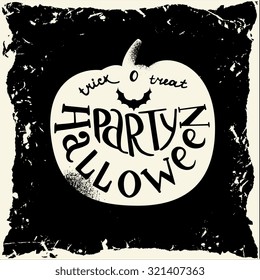 Vector spooky halloween card with hand drawn text
