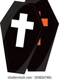Vector spooky Halloween coffin icons