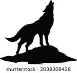Vector spooky Halloween coyote howl icon