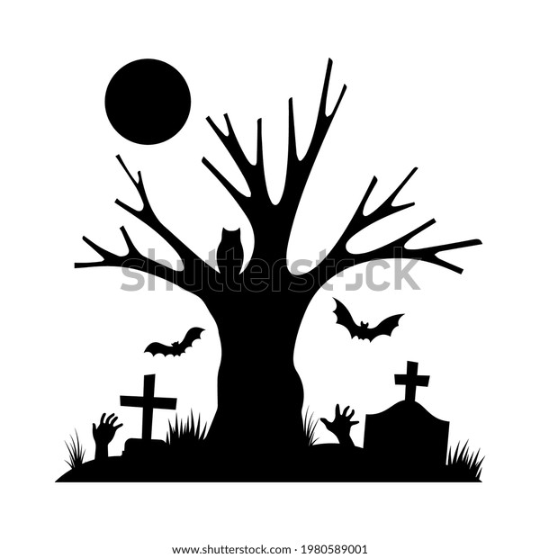 Vector Spooky Tree Graveyard Stock Vector Royalty Free 1980589001 Shutterstock 5762