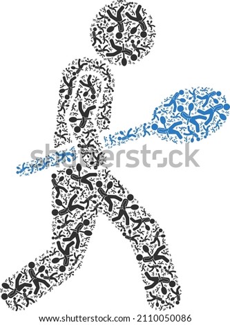 Vector spoon courier icon collage. Spoon courier composition is constructed with scattered recursive spoon courier items. Recursive collage for spoon courier icon.