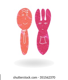 Vector spoon and fork cartoon