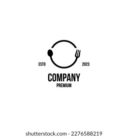 Vector spoon and fork circle logo design illustration idea