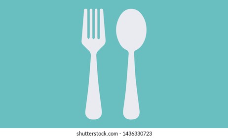 vector spoon and fork design element illustration on blue background