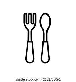 vector spoon and fork icon. Eps. 10.