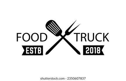Vector spoon fork restaurant dinner dish menu logo design illustration.