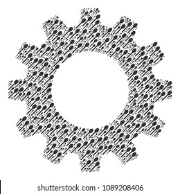 Vector spoon icons are formed into cogwheel mosaic. Machinery design concept constructed of spoon elements.