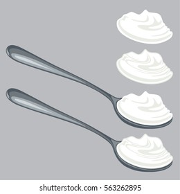 Vector spoon illustration with yogurt