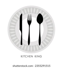 Vector spoons and forks, Vector illustration of kitchen utensils, Vector Silhouette of Plate, spoon, fork and knife
