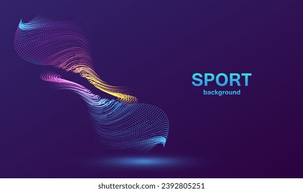 Vector Sport action background. Explosion twister particles glowing abstract concept. Neon dots splash waves design. Modern technology eps10.	
