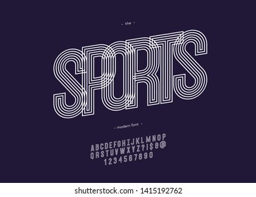 Vector sport alphabet line style modern typography. Trendy typeface for t shirt, racing, game, promotion, poster, decoration, sale banner, printing on fabric. Cool font. 10 eps