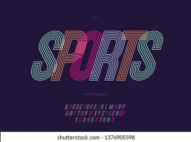 Vector sport alphabet modern typography sans serif style for t shirt, racing, game, promotion, poster, decoration, sale banner, printing on fabric. Cool font. Trendy typeface. 10 eps