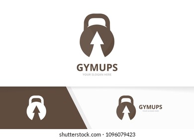 Vector sport and arrow up logo combination. Gym and growth symbol or icon. Unique fitness and upload logotype design template.