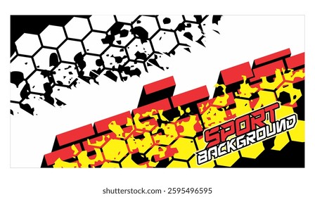 Vector sport background, colorful square and hexagon shapes in simple variations.