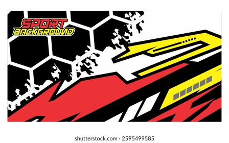 Vector sport background, cool hexagon shape and color line variation, vehicle branding sticker printing background material.