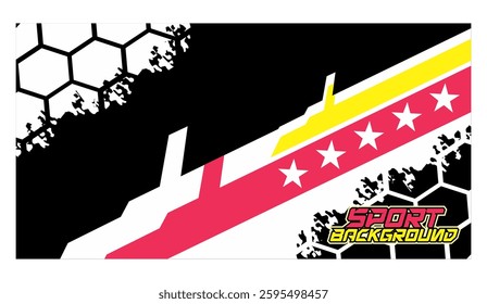 Vector sport background, elegant hexagon shape and color line variation, print background material concept.