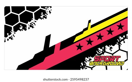 Vector sport background, modern hexagon shape and color line variation, print background material concept.