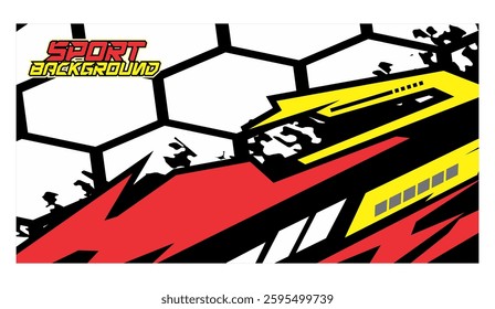 Vector sport background, modern hexagon shape and color line variation, vehicle branding sticker printing background material.