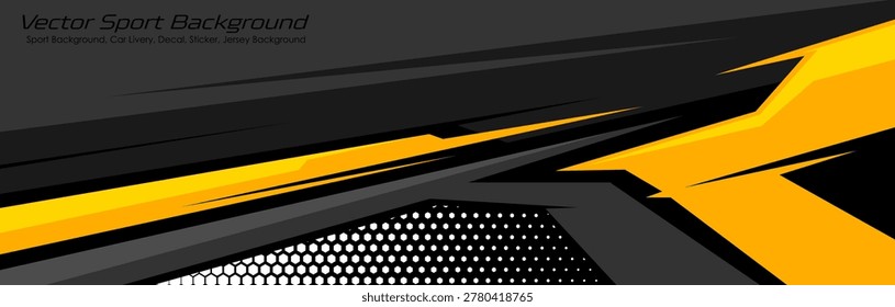 Vector Sport Background with Yellow and Black Geometric Shapes