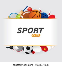 Vector sport ball and equipment  background.