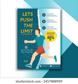 Vector sport banner template for social media, brochure, flyer, gym, running with blank space for photo. In red, black, white color with line, arrow, and sharp shape.