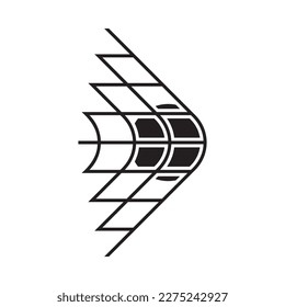 Vector sport black icon of soccer ball with net on white background. Football goal.