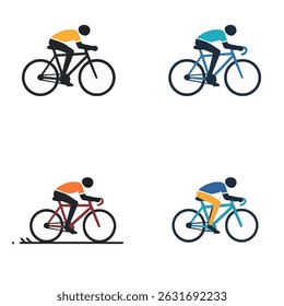 vector sport bycicle racing, isolated colour in white background. set 4 vector.
