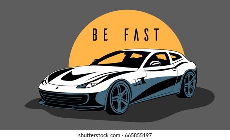 Vector sport car. Easy to edit and change color with a one piece path.