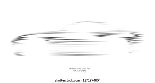 Vector sport car shape by movement line pattern isolated on white background. For design element in concept automotive technology, electric car, self driving car