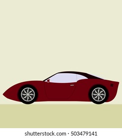 vector sport car with side view of car, automobile or motor vehicle