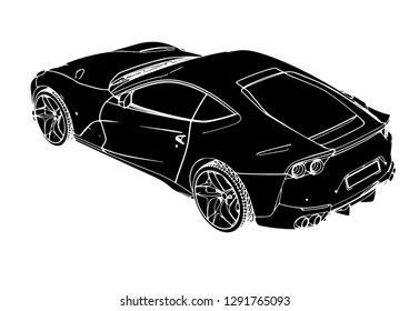 vector sport car silhouette with white lines