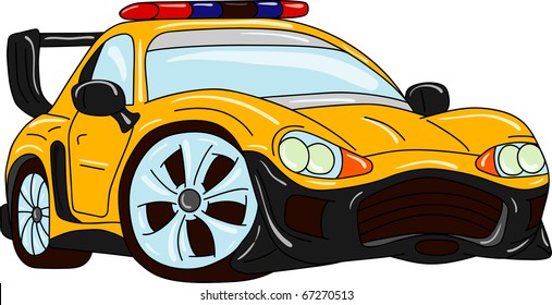 vector - sport car tuning with flashing lights isolated on background
