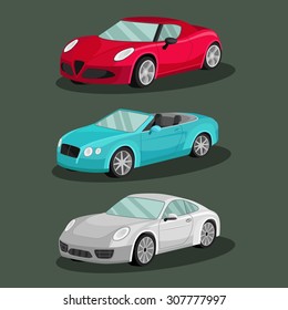 Vector Sport cars image design set. 