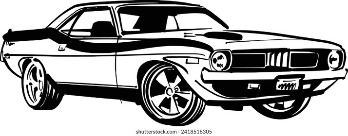 vector sport classic car silhouette illustration