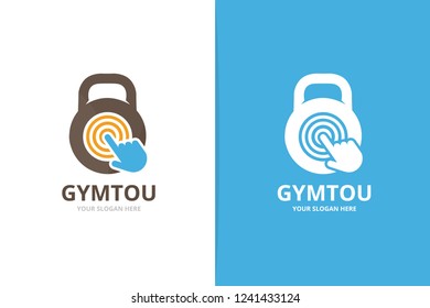 Vector sport and click logo combination. Gym and cursor symbol or icon. Unique fitness and digital logotype design template.