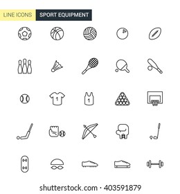 Vector sport equipment line icons