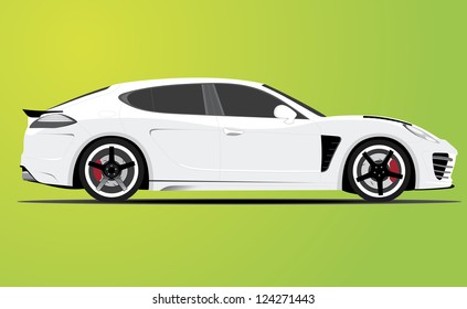 vector sport family white car, fully editable vector