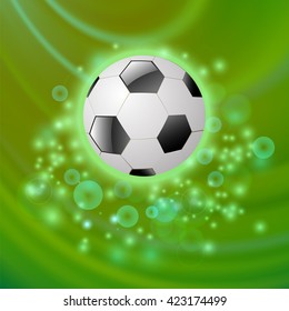 Vector Sport Football Icon on Green Blurred Wave Background