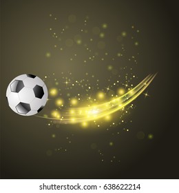 Vector Sport Football Icon with Sparkles and Flares on Dark Background