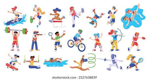 Vector Sport Games Cartoon Olympic Set Illustration Isolated