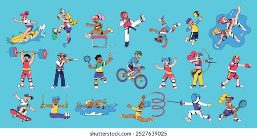 Vector Sport Games Cartoon Olympic Set Illustration Isolated