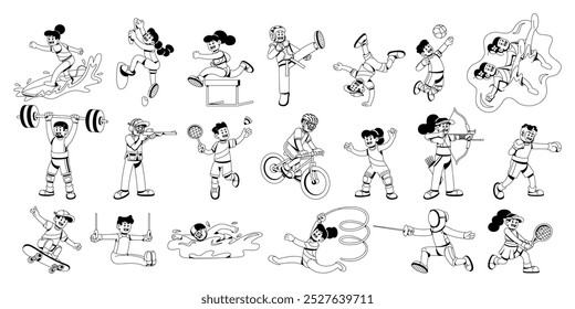 Vector Sport Games Cartoon Olympic Set Illustration Isolated