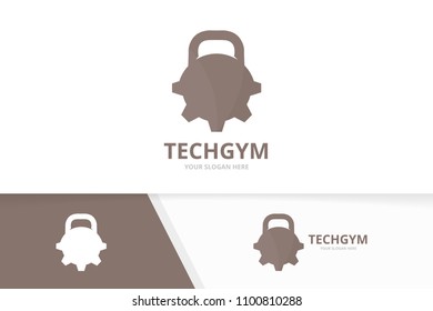 Vector sport and gear logo combination. Gym and mechanic symbol or icon. Unique fitness and industrial logotype design template.