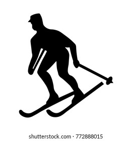 Vector sport icon. Skier icon