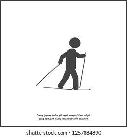 Vector sport icon. Skier icon. Vector skier sportsman on white isolated background. Layers grouped for easy editing illustration. For your design.