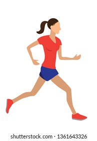 Vector sport illustration of running young girl. Healthy lifestyle