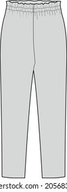 Vector sport leggings fashion CAD, woman lounge or yoga leggings with high waist technical drawing, legging fashion flat with print detail, sketch, template
