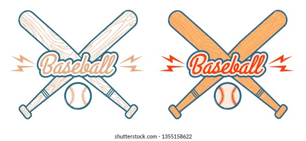 Vector sport logo for baseball with bats and ball. Vintage vector emblem for baseball.